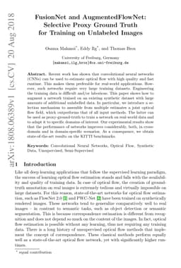FusionNet and AugmentedFlowNet: Selective Proxy Ground Truth for
  Training on Unlabeled Images