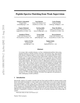 Peptide-Spectra Matching from Weak Supervision