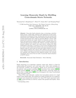 Learning Monocular Depth by Distilling Cross-domain Stereo Networks