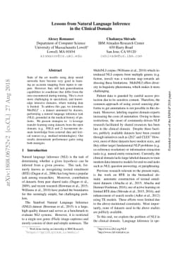 Lessons from Natural Language Inference in the Clinical Domain