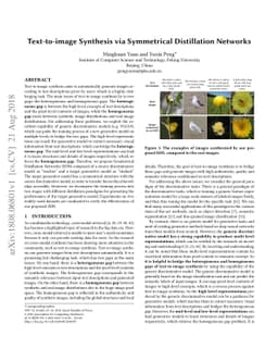 Text-to-image Synthesis via Symmetrical Distillation Networks