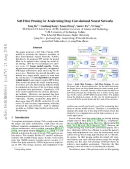 Soft Filter Pruning for Accelerating Deep Convolutional Neural Networks