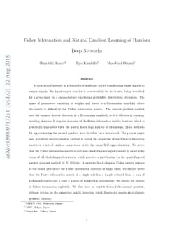 Fisher Information and Natural Gradient Learning of Random Deep Networks