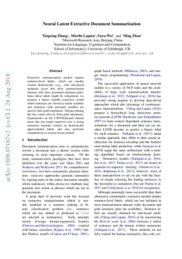 Neural Latent Extractive Document Summarization