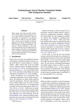 Training Deeper Neural Machine Translation Models with Transparent
  Attention