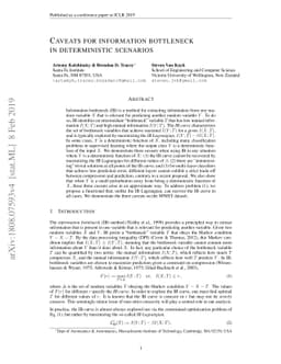 Caveats for information bottleneck in deterministic scenarios