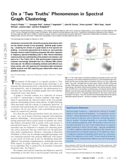 On a 'Two Truths' Phenomenon in Spectral Graph Clustering