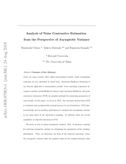 Analysis of Noise Contrastive Estimation from the Perspective of
  Asymptotic Variance