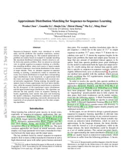 Approximate Distribution Matching for Sequence-to-Sequence Learning