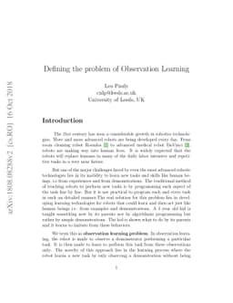 Defining the problem of Observation Learning