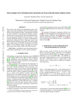 Multiobjective Optimization Training of PLDA for Speaker Verification