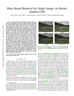 Rain Streak Removal for Single Image via Kernel Guided CNN