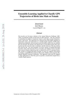 Ensemble Learning Applied to Classify GPS Trajectories of Birds into
  Male or Female