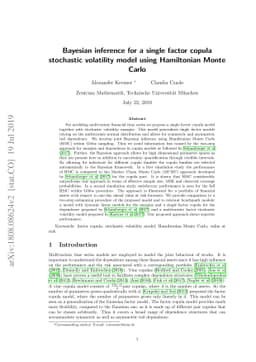 Bayesian inference for a single factor copula stochastic volatility
  model using Hamiltonian Monte Carlo