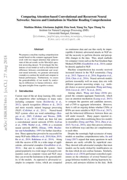 Comparing Attention-based Convolutional and Recurrent Neural Networks:
  Success and Limitations in Machine Reading Comprehension