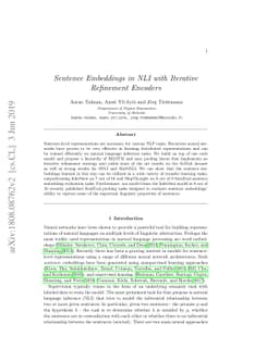 Sentence Embeddings in NLI with Iterative Refinement Encoders