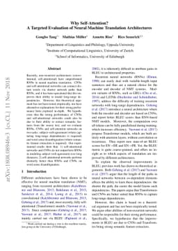 Why Self-Attention? A Targeted Evaluation of Neural Machine Translation
  Architectures