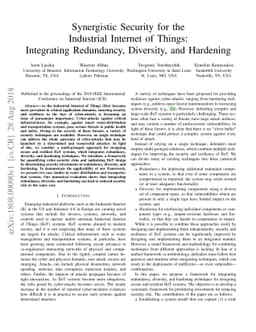 Synergistic Security for the Industrial Internet of Things: Integrating
  Redundancy, Diversity, and Hardening