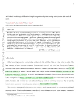 A Unified Multilingual Handwriting Recognition System using multigrams
  sub-lexical units