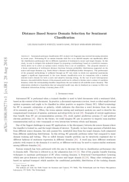 Distance Based Source Domain Selection for Sentiment Classification