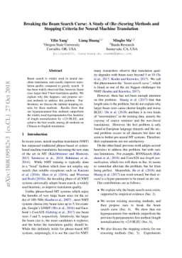Breaking the Beam Search Curse: A Study of (Re-)Scoring Methods and
  Stopping Criteria for Neural Machine Translation