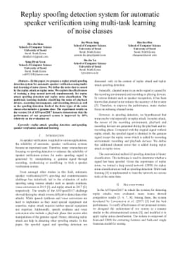 Replay spoofing detection system for automatic speaker verification
  using multi-task learning of noise classes