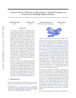 Context Mover's Distance & Barycenters: Optimal Transport of Contexts
  for Building Representations