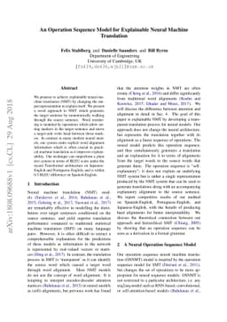 An Operation Sequence Model for Explainable Neural Machine Translation