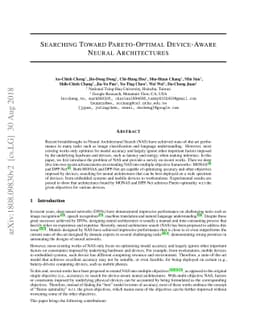 Searching Toward Pareto-Optimal Device-Aware Neural Architectures