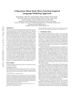 A Quantum Many-body Wave Function Inspired Language Modeling Approach