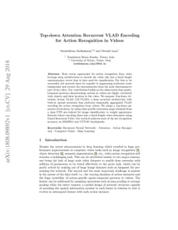 Top-down Attention Recurrent VLAD Encoding for Action Recognition in
  Videos