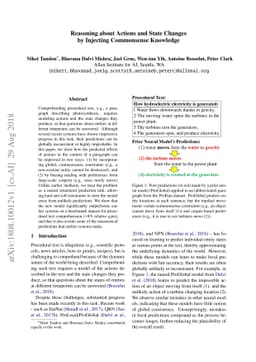 Reasoning about Actions and State Changes by Injecting Commonsense
  Knowledge