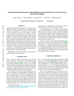 Semi-Supervised Training for Improving Data Efficiency in End-to-End
  Speech Synthesis