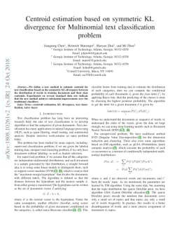 Centroid estimation based on symmetric KL divergence for Multinomial
  text classification problem