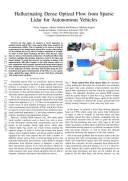 Hallucinating Dense Optical Flow from Sparse Lidar for Autonomous
  Vehicles