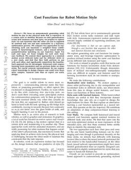 Cost Functions for Robot Motion Style