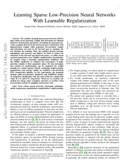 Learning Sparse Low-Precision Neural Networks With Learnable
  Regularization