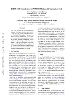 LIUM-CVC Submissions for WMT18 Multimodal Translation Task