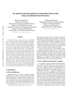 Iris and periocular recognition in arabian race horses using deep
  convolutional neural networks