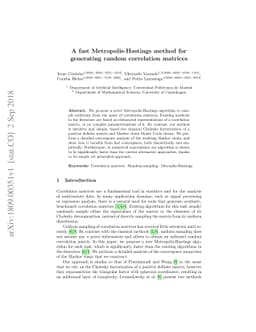A fast Metropolis-Hastings method for generating random correlation
  matrices