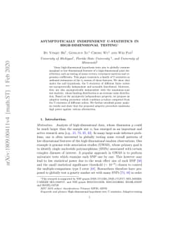Asymptotically Independent U-Statistics in High-Dimensional Testing