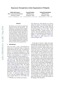 Hypernyms Through Intra-Article Organization in Wikipedia