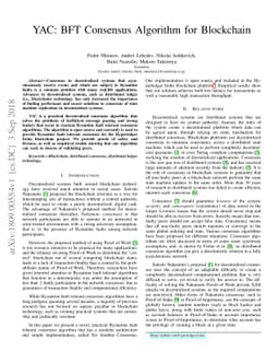 YAC: BFT Consensus Algorithm for Blockchain