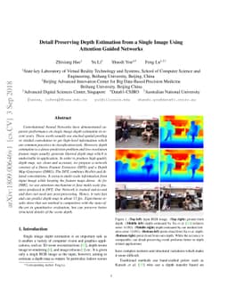 Detail Preserving Depth Estimation from a Single Image Using Attention
  Guided Networks