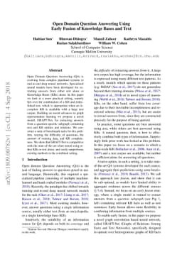 Open Domain Question Answering Using Early Fusion of Knowledge Bases and
  Text