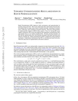 Towards Understanding Regularization in Batch Normalization