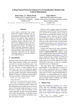 A Deep Neural Network Sentence Level Classification Method with Context
  Information