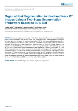 Organ at Risk Segmentation in Head and Neck CT Images by Using a
  Two-Stage Segmentation Framework Based on 3D U-Net