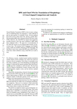 BPE and CharCNNs for Translation of Morphology: A Cross-Lingual
  Comparison and Analysis