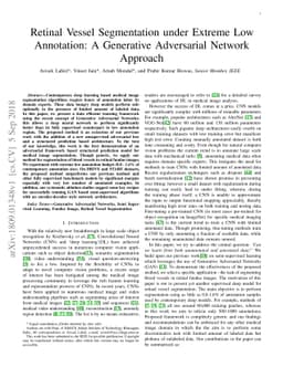 Retinal Vessel Segmentation under Extreme Low Annotation: A Generative
  Adversarial Network Approach